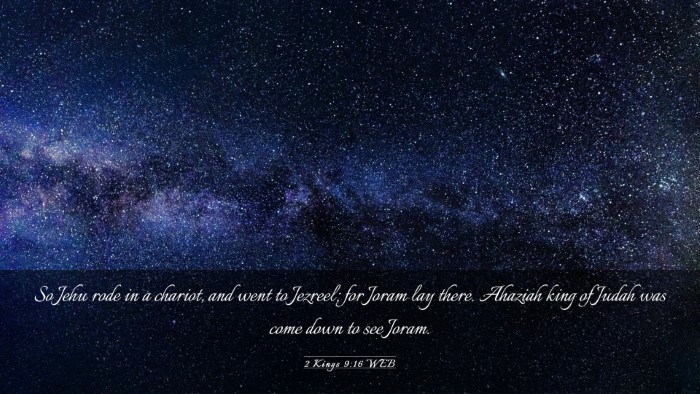 Picture 03 - 2 Kings 9:16 WEB Desktop Wallpaper - So Jehu rode in a chariot, and went to Jezreel; - Desktop Bible Verse Wallpaper