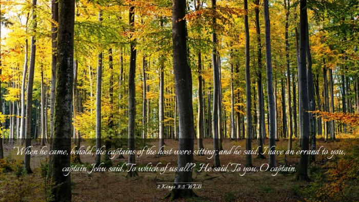 Picture 03 - 2 Kings 9:5 WEB Desktop Wallpaper - When he came, behold, the captains of the host - Desktop Bible Verse Wallpaper