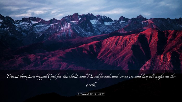 Picture 03 - 2 Samuel 12:16 WEB Desktop Wallpaper - David therefore begged God for the child; and - Desktop Bible Verse Wallpaper