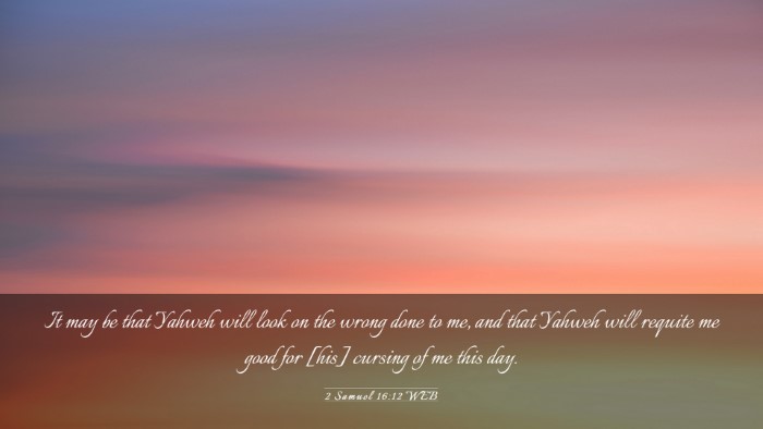 Picture 03 - 2 Samuel 16:12 WEB Desktop Wallpaper - It may be that Yahweh will look on the wrong done - Desktop Bible Verse Wallpaper
