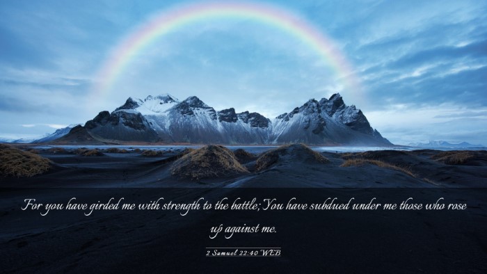 Picture 03 - 2 Samuel 22:40 WEB Desktop Wallpaper - For you have girded me with strength to the - Desktop Bible Verse Wallpaper