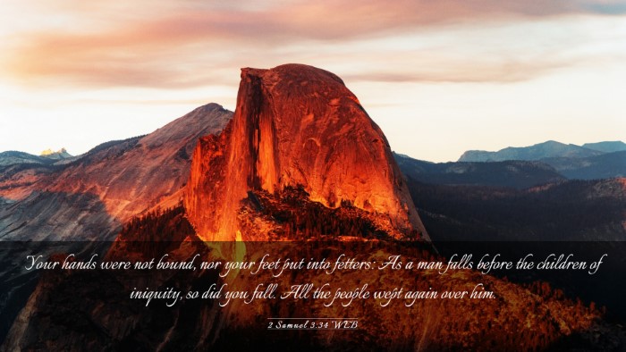 Picture 03 - 2 Samuel 3:34 WEB Desktop Wallpaper - Your hands were not bound, nor your feet put into - Desktop Bible Verse Wallpaper