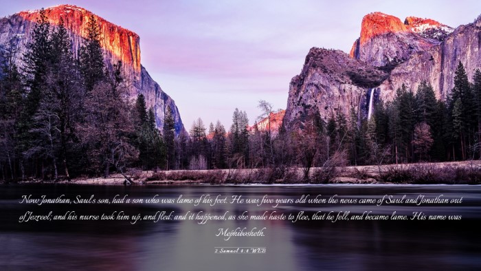 Picture 03 - 2 Samuel 4:4 WEB Desktop Wallpaper - Now Jonathan, Saul's son, had a son who was lame - Desktop Bible Verse Wallpaper