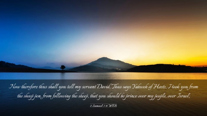 Picture 03 - 2 Samuel 7:8 WEB Desktop Wallpaper - Now therefore thus shall you tell my servant - Desktop Bible Verse Wallpaper