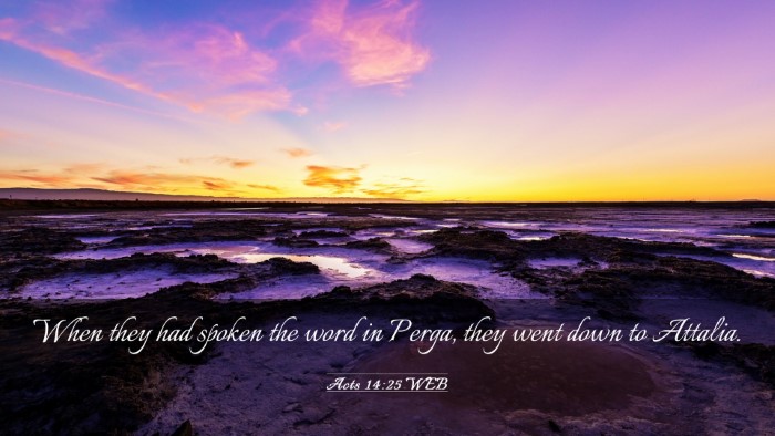Picture 03 - Acts 14:25 WEB Desktop Wallpaper - When they had spoken the word in Perga, they went - Desktop Bible Verse Wallpaper