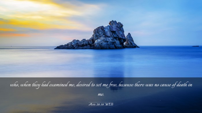 Picture 03 - Acts 28:18 WEB Desktop Wallpaper - who, when they had examined me, desired to set me - Desktop Bible Verse Wallpaper