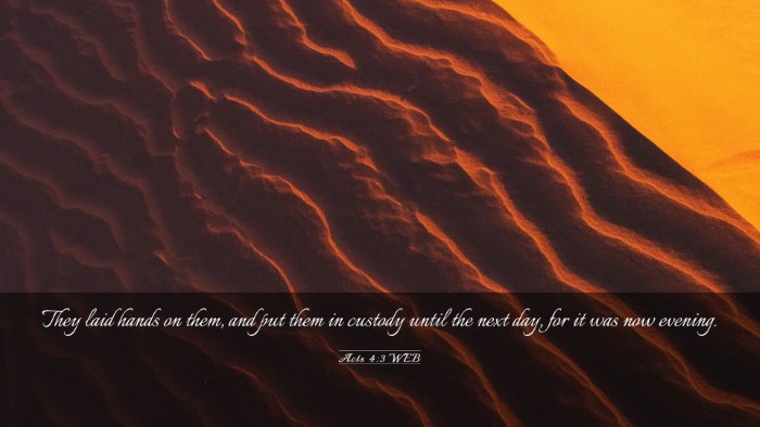 Picture 03 - Acts 4:3 WEB Desktop Wallpaper - They laid hands on them, and put them in custody - Desktop Bible Verse Wallpaper