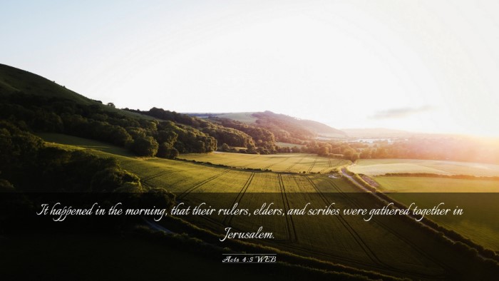 Picture 03 - Acts 4:5 WEB Desktop Wallpaper - It happened in the morning, that their rulers, - Desktop Bible Verse Wallpaper