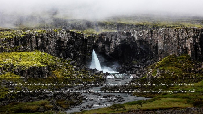 Picture 03 - Amos 9:1 WEB Desktop Wallpaper - I saw the Lord standing beside the altar, and he - Desktop Bible Verse Wallpaper