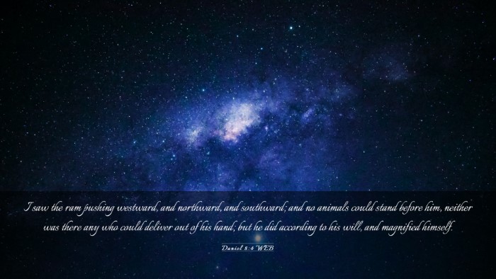 Picture 03 - Daniel 8:4 WEB Desktop Wallpaper - I saw the ram pushing westward, and northward, - Desktop Bible Verse Wallpaper
