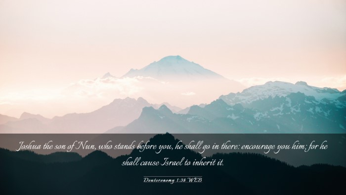 Picture 03 - Deuteronomy 1:38 WEB Desktop Wallpaper - Joshua the son of Nun, who stands before you, he - Desktop Bible Verse Wallpaper