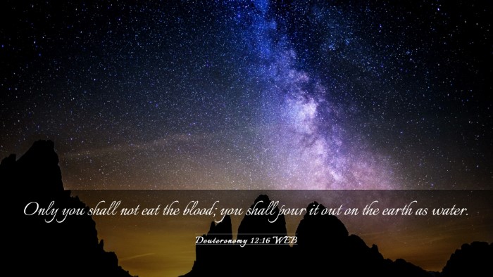 Picture 03 - Deuteronomy 12:16 WEB Desktop Wallpaper - Only you shall not eat the blood; you shall pour - Desktop Bible Verse Wallpaper