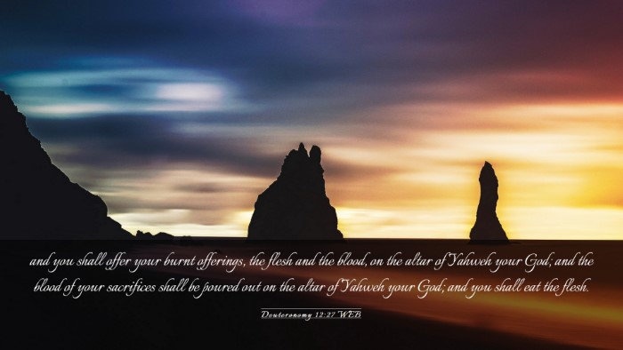 Picture 03 - Deuteronomy 12:27 WEB Desktop Wallpaper - and you shall offer your burnt offerings, the - Desktop Bible Verse Wallpaper