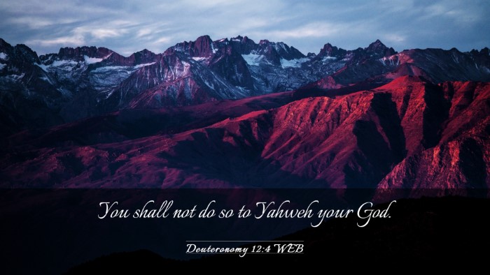 Picture 03 - Deuteronomy 12:4 WEB Desktop Wallpaper - You shall not do so to Yahweh your - Desktop Bible Verse Wallpaper