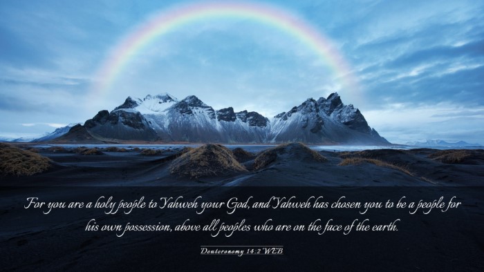 Picture 03 - Deuteronomy 14:2 WEB Desktop Wallpaper - For you are a holy people to Yahweh your God, and - Desktop Bible Verse Wallpaper