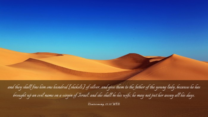 Picture 03 - Deuteronomy 22:19 WEB Desktop Wallpaper - and they shall fine him one hundred [shekels] of - Desktop Bible Verse Wallpaper