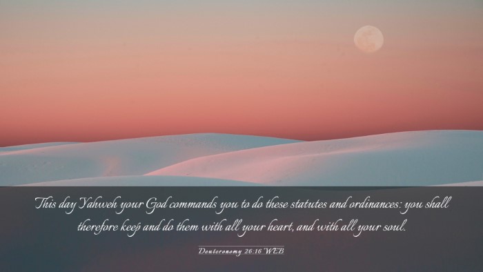 Picture 03 - Deuteronomy 26:16 WEB Desktop Wallpaper - This day Yahweh your God commands you to do these - Desktop Bible Verse Wallpaper