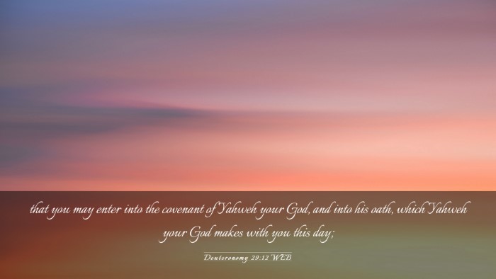 Picture 03 - Deuteronomy 29:12 WEB Desktop Wallpaper - that you may enter into the covenant of Yahweh - Desktop Bible Verse Wallpaper