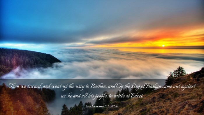 Picture 03 - Deuteronomy 3:1 WEB Desktop Wallpaper - Then we turned, and went up the way to Bashan: - Desktop Bible Verse Wallpaper