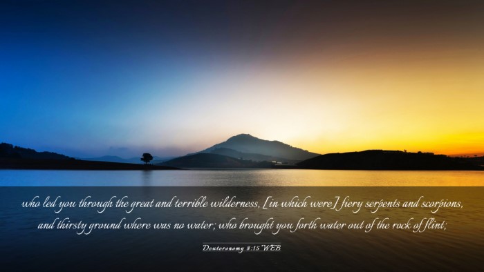 Picture 03 - Deuteronomy 8:15 WEB Desktop Wallpaper - who led you through the great and terrible - Desktop Bible Verse Wallpaper