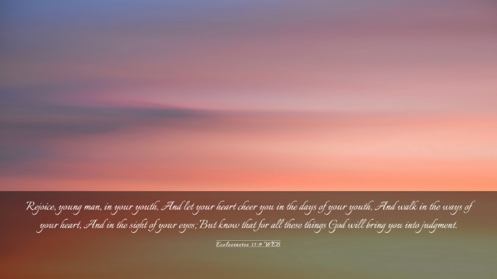Picture 03 - Ecclesiastes 11:9 WEB Desktop Wallpaper - Rejoice, young man, in your youth, And let your - Desktop Bible Verse Wallpaper