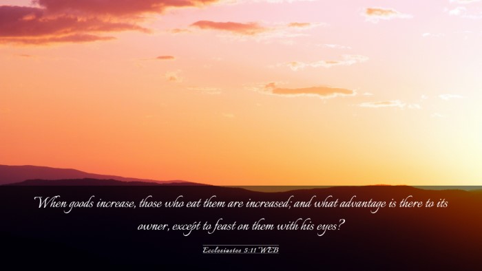 Picture 03 - Ecclesiastes 5:11 WEB Desktop Wallpaper - When goods increase, those who eat them are - Desktop Bible Verse Wallpaper