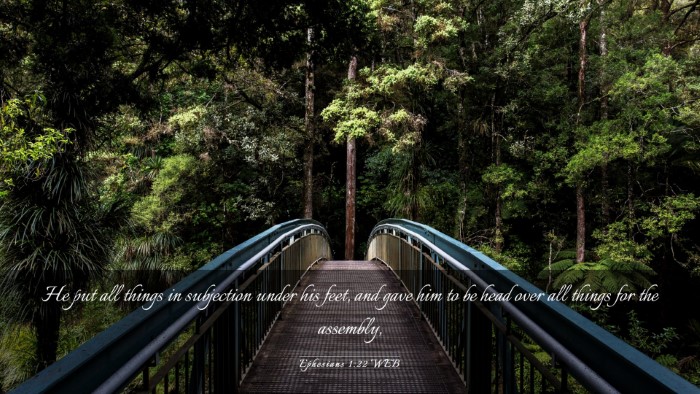 Picture 03 - Ephesians 1:22 WEB Desktop Wallpaper - He put all things in subjection under his feet, - Desktop Bible Verse Wallpaper