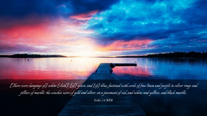 Picture 03 - Esther 1:6 WEB Desktop Wallpaper - [There were hangings of] white [cloth], [of] - Desktop Bible Verse Wallpaper