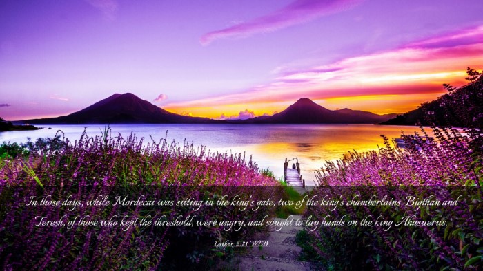 Picture 03 - Esther 2:21 WEB Desktop Wallpaper - In those days, while Mordecai was sitting in the - Desktop Bible Verse Wallpaper