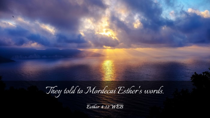 Picture 03 - Esther 4:12 WEB Desktop Wallpaper - They told to Mordecai Esther's - Desktop Bible Verse Wallpaper