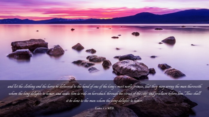 Picture 03 - Esther 6:9 WEB Desktop Wallpaper - and let the clothing and the horse be delivered - Desktop Bible Verse Wallpaper