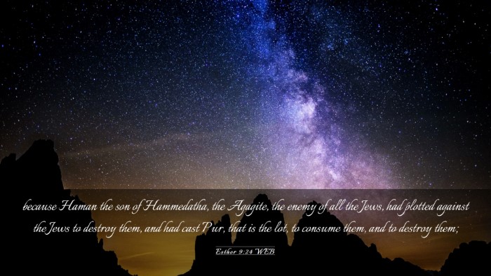 Picture 03 - Esther 9:24 WEB Desktop Wallpaper - because Haman the son of Hammedatha, the Agagite, - Desktop Bible Verse Wallpaper