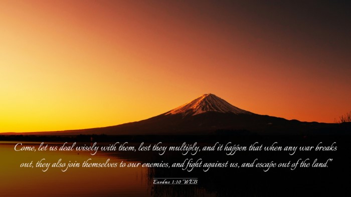 Picture 03 - Exodus 1:10 WEB Desktop Wallpaper - Come, let us deal wisely with them, lest they - Desktop Bible Verse Wallpaper