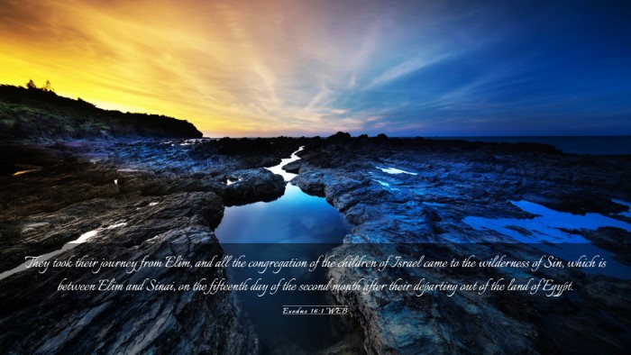 Picture 03 - Exodus 16:1 WEB Desktop Wallpaper - They took their journey from Elim, and all the - Desktop Bible Verse Wallpaper