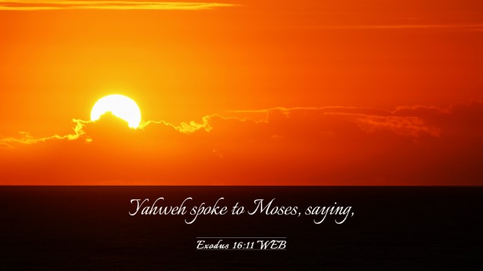 Picture 03 - Exodus 16:11 WEB Desktop Wallpaper - Yahweh spoke to Moses, - Desktop Bible Verse Wallpaper