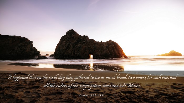 Picture 03 - Exodus 16:22 WEB Desktop Wallpaper - It happened that on the sixth day they gathered - Desktop Bible Verse Wallpaper