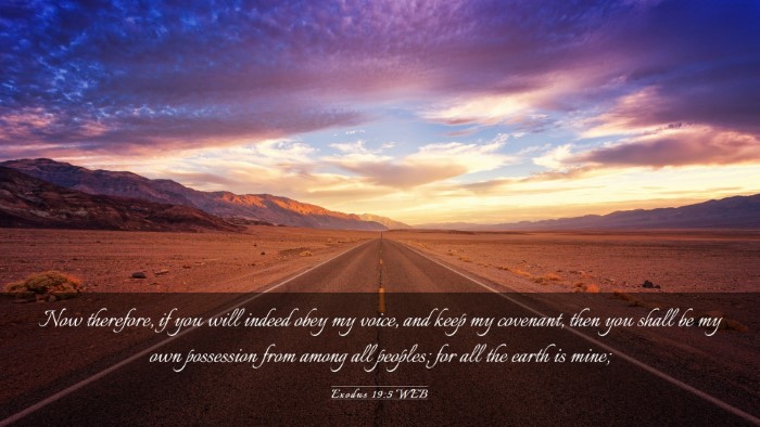 Picture 03 - Exodus 19:5 WEB Desktop Wallpaper - Now therefore, if you will indeed obey my voice, - Desktop Bible Verse Wallpaper