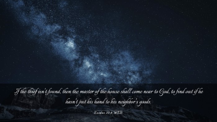 Picture 03 - Exodus 22:8 WEB Desktop Wallpaper - If the thief isn't found, then the master of the - Desktop Bible Verse Wallpaper