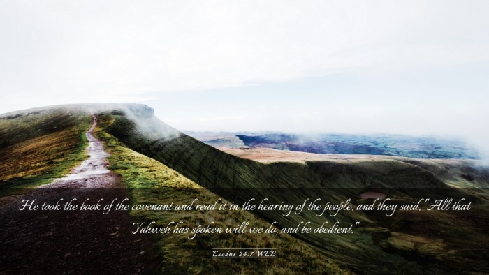 Picture 03 - Exodus 24:7 WEB Desktop Wallpaper - He took the book of the covenant and read it in - Desktop Bible Verse Wallpaper