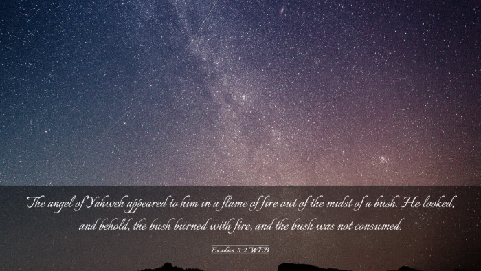 Picture 03 - Exodus 3:2 WEB Desktop Wallpaper - The angel of Yahweh appeared to him in a flame of - Desktop Bible Verse Wallpaper