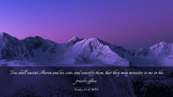 Picture 03 - Exodus 30:30 WEB Desktop Wallpaper - You shall anoint Aaron and his sons, and sanctify - Desktop Bible Verse Wallpaper