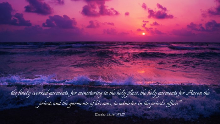 Picture 03 - Exodus 35:19 WEB Desktop Wallpaper - the finely worked garments, for ministering in - Desktop Bible Verse Wallpaper