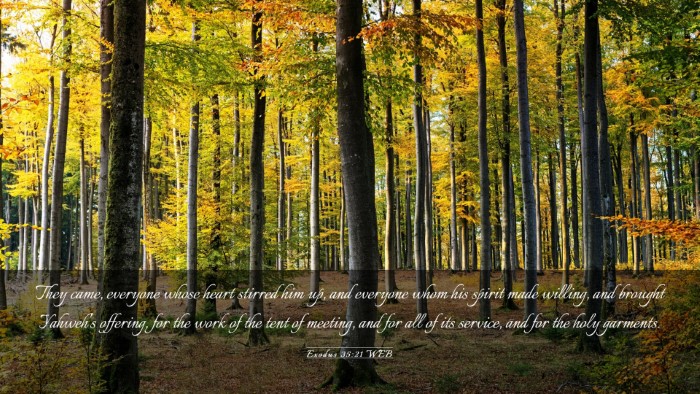 Picture 03 - Exodus 35:21 WEB Desktop Wallpaper - They came, everyone whose heart stirred him up, - Desktop Bible Verse Wallpaper