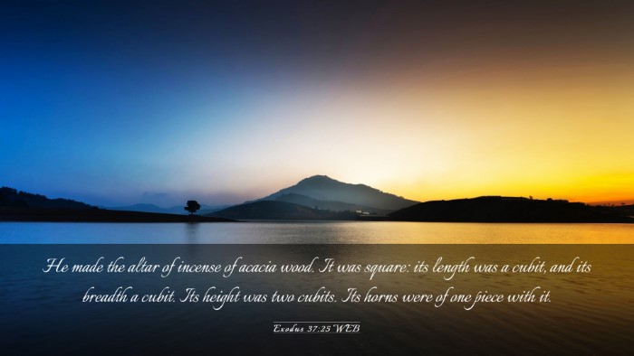Picture 03 - Exodus 37:25 WEB Desktop Wallpaper - He made the altar of incense of acacia wood. It - Desktop Bible Verse Wallpaper