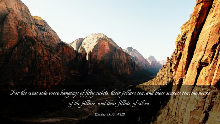 Picture 03 - Exodus 38:12 WEB Desktop Wallpaper - For the west side were hangings of fifty cubits, - Desktop Bible Verse Wallpaper