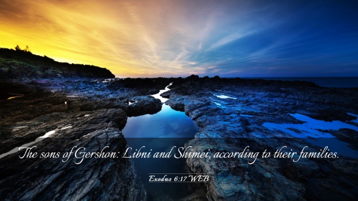 Picture 03 - Exodus 6:17 WEB Desktop Wallpaper - The sons of Gershon: Libni and Shimei, according - Desktop Bible Verse Wallpaper