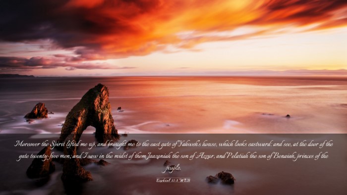 Picture 03 - Ezekiel 11:1 WEB Desktop Wallpaper - Moreover the Spirit lifted me up, and brought me - Desktop Bible Verse Wallpaper