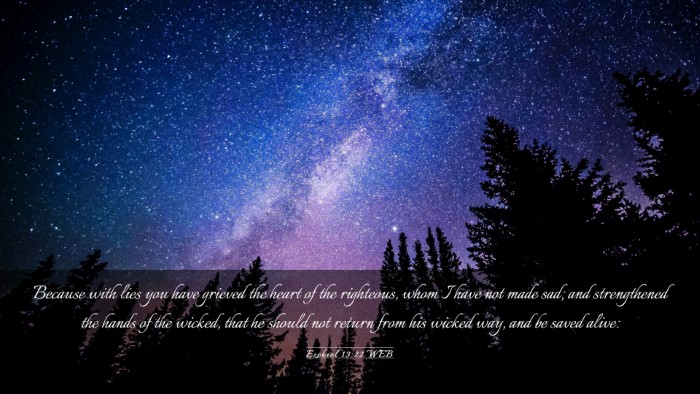 Picture 03 - Ezekiel 13:22 WEB Desktop Wallpaper - Because with lies you have grieved the heart of - Desktop Bible Verse Wallpaper