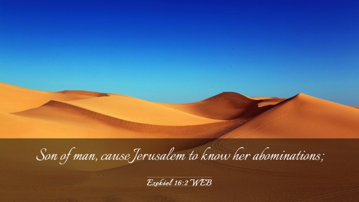 Picture 03 - Ezekiel 16:2 WEB Desktop Wallpaper - Son of man, cause Jerusalem to know her - Desktop Bible Verse Wallpaper