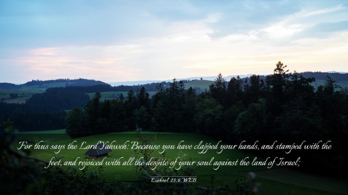 Picture 03 - Ezekiel 25:6 WEB Desktop Wallpaper - For thus says the Lord Yahweh: Because you have - Desktop Bible Verse Wallpaper